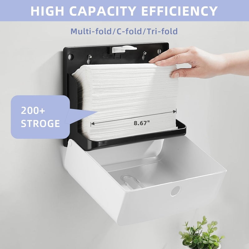Modundry Paper Towel Dispensers Wall Mount: Multifold Tri-Fold Paper Towel Holder, No Drilling Install, Commercial Hand Towel Dispenser for Bathroom, Restroom, Office, Home, White - Image 3